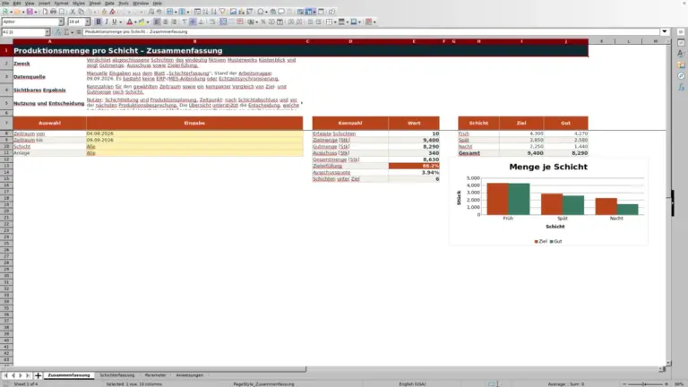 Vorschau: Produktionsmenge pro Schicht in Excel erfassen und auswerten