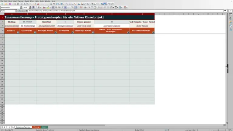 Vorschau: Prototypenbau-Plan in Excel: Iterationen und Prüfungen